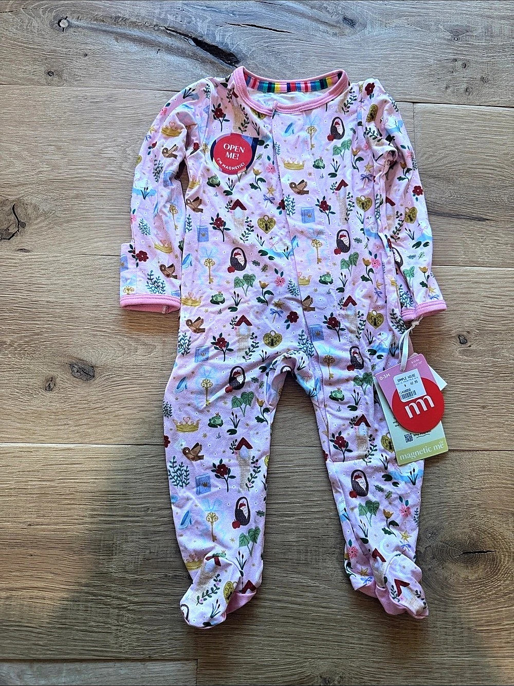 Magnetic me Baby Pink Floral Footie NWT